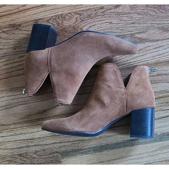 Blondo Tanner Boots Womens 9 Brown Suede Waterproof Block Heel Ankle Booties - Picture 14 of 16